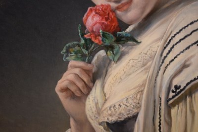 Lot 402 - Follower of Jean Francois Portaels, (Belgian, 1818-1895) - Oil on canvas - 'Fragrance of a Rose