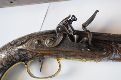Lot 225 - Magnificent pair of French flintlock presentation pistols