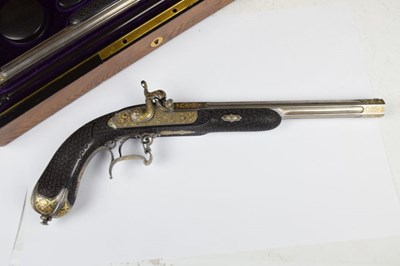 Lot 226 - Fine cased pair of French percussion duelling pistols by Geerinckx, Paris