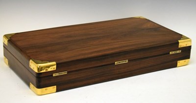 Lot 267 - Brass-bound hardwood case for a pair of pistols
