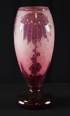 Lot 296 - Le Verre Francais - Decor Dahlias vase