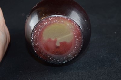 Lot 299 - Galle cameo vase - red and pink glass overlaid on opaque glass body, cut with fuschias