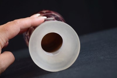 Lot 299 - Galle cameo vase - red and pink glass overlaid on opaque glass body, cut with fuschias