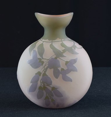 Lot 300 - Galle cameo glass flask vase decorated with trailing flowers and foliage