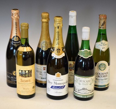 Lot 256 - Three bottles of non-vintage champagne/French sparkling wine, etc (7)