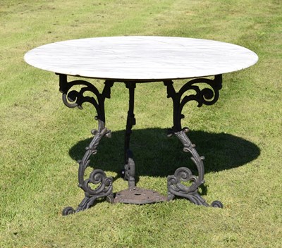 Lot 654 - Marble top garden table