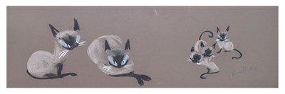 Lot 626 - Anne Hudson - Mixed media - Siamese cats