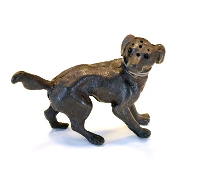 Lot 337 - 19th Century novelty base metal pounce pot in the form of a spaniel dog