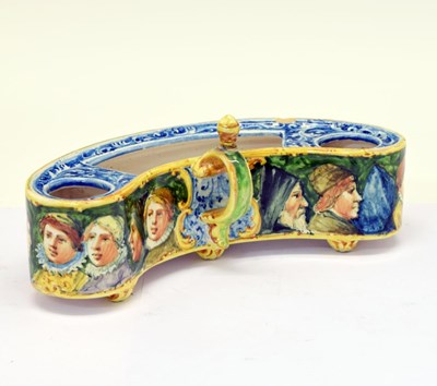 Lot 329 - Early 20th Century Italian maiolica inkstand