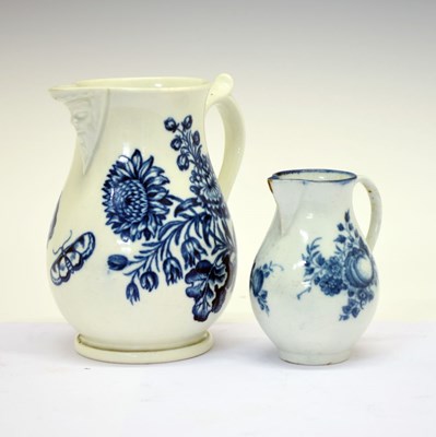 Lot 330 - 18th Century Worcester blue and white mask jug and a sparrow-beak jug