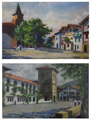 Lot 434 - Jacques Gaston Moreau (Basque) (1903-1994) - Pair of oils - 'Aïnhoa' and 'Ascain'