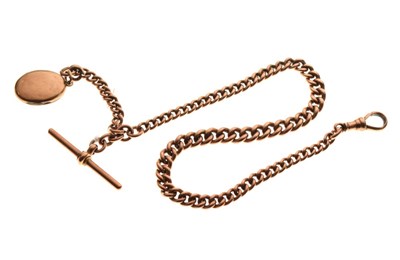 Lot 76 - 9ct rose gold watch chain and 9ct gold oval locket