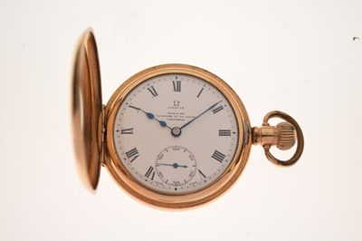 Lot 119 - Gentleman's Omega half hunter gold-plated pocket watch