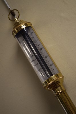 Lot 536 - Reproduction brass gimbal-mounted ships barometer
