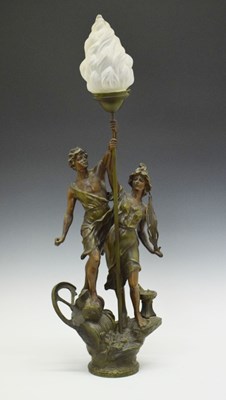 Lot 211 - Late 19th Century spelter figural lamp