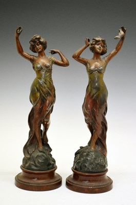 Lot 319 - Two late 19th Century French matched spelter figures