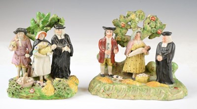 Lot 341 - Two 19th Century pearlware 'Tithe Pig' figural groups