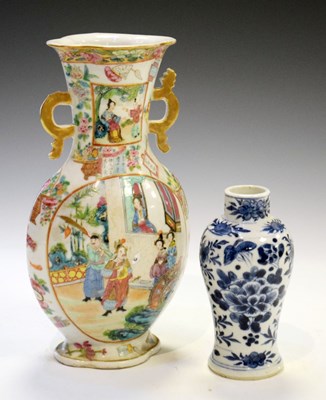 Lot 495 - Chinese Famille Rose vase, together with a blue and white decorated shoulder vase