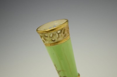 Lot 492 - Royal Worcester floral decorated green ground porcelain vase