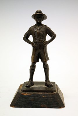 Lot 352 - Bronze figure of a Boy Scout on a wooden plinth