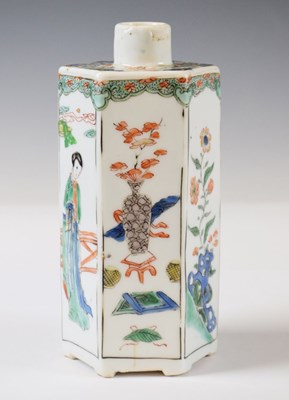 Lot 236 - Chinese Famille Verte porcelain hexagonal vase