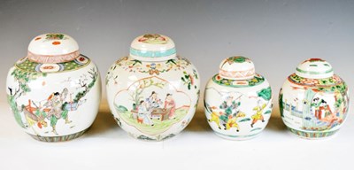 Lot 240 - Four Chinese famille verte porcelain ginger jars