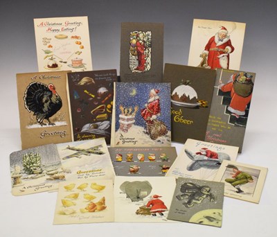 Lot 608 - Frank William Hill, (1882-1969) - Folio of 1940s and 1950s Christmas and other greetings