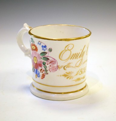 Lot 436 - Victorian mug, 'Emily Cox 1858'