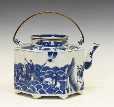 Lot 297 - 19th Century Chinese blue and white octagonal teapot and cover