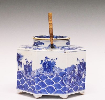 Lot 297 - 19th Century Chinese blue and white octagonal teapot and cover