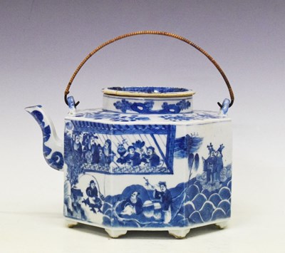 Lot 297 - 19th Century Chinese blue and white octagonal teapot and cover