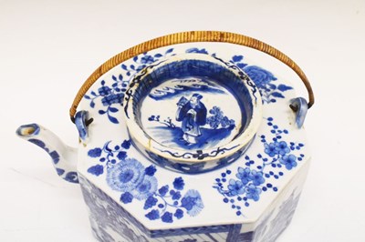 Lot 297 - 19th Century Chinese blue and white octagonal teapot and cover