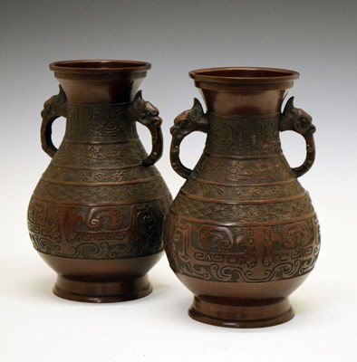 Lot 378 - Pair of Chinese bronze vases