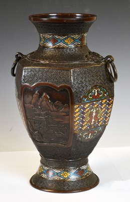 Lot 244 - Chinese bronze and champlevé enamel vase