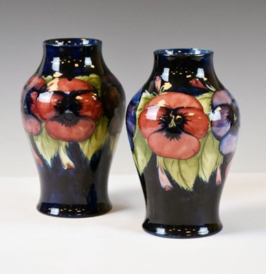 Lot 350 - Pair of Moorcroft 'Pansy' baluster vases