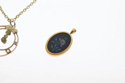 Lot 68 - Edwardian pendant, and an opal mosaic pendant