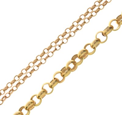 Lot 79 - Belcher-link chain, stamped '9ct' and a belcher-link link bracelet