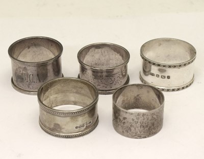 Lot 160 - Five silver napkin rings