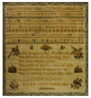 Lot 643 - 19th Century sampler by Ellen Munyard 1853