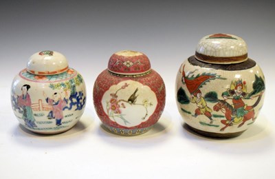 Lot 487 - Three Oriental ginger jars with covers