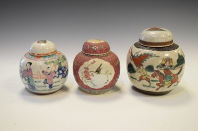 Lot 487 - Three Oriental ginger jars with covers