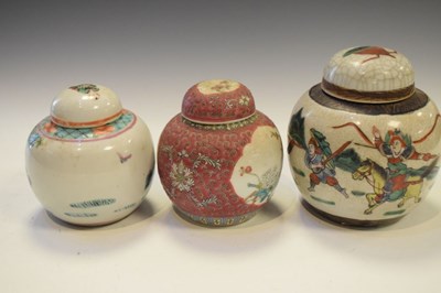 Lot 487 - Three Oriental ginger jars with covers