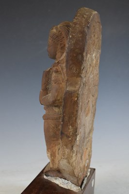 Lot 267 - Indian carved buff stone figure of Skanda / Kartikeya