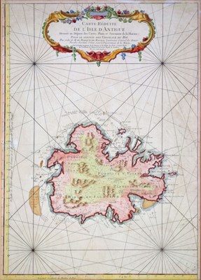Lot 147 - 18th Century hand-coloured map of Antigua