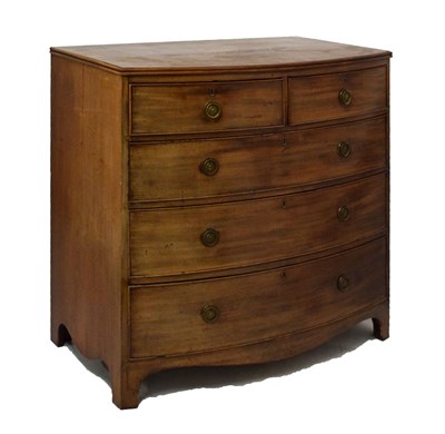 Lot 649 - 19th Century mahogany bowfront chest of two short and three long drawers