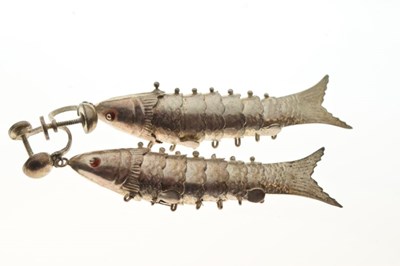 Lot 64 - Pair of Eastern white metal articulated fish