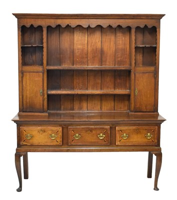 Lot 502 - George III inlaid oak dresser