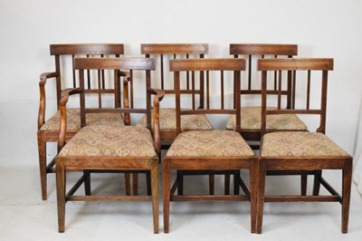 Lot 585 - Set of six (4+2 arm) mahogany 'Country Sheraton' style dining chairs