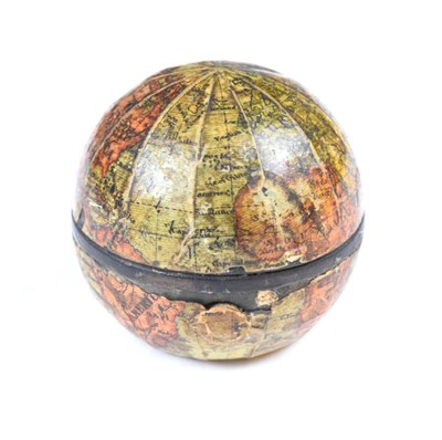 Lot 156 - Late 19th Century terrestrial pocket globe and portable inkwell, 4.8cm diameter x 4.5cm high