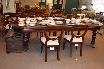 Lot 645 - Good quality reproduction Victorian-style wind-out dining table and eight balloon back chairs